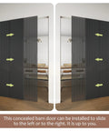 36X84 Inch Black Wood Sliding Barn Door With Concealed Tracks And Soft Close Hardware Kit straight sliding to left and right configurations