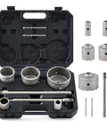 9 In 1 Hole Saw Kit For SDS Plus And Max Hammer Drills Heavy Duty Masonry Hole Saw Set with black case and saws