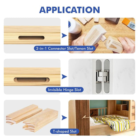 Heavy Duty Mortising Jig Rig With Rust Resistant Stainless Steel Guiding Rails For Woodworking Slotting applications shown