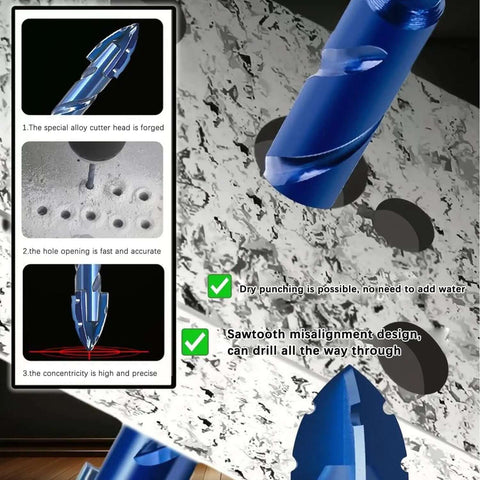 Masonry drill bits, 8-pack serrated, 1/4–9/16 in, blue-coated, Amazon brand (front view)