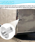 Rock Solid 5/16 Inch T55 Torx Domed Head Barrel Nuts Zinc Plated Steel 20 Pack installed on enclosed cargo trailer door.