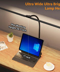 Ultra Wide Dual Head LED Desk Lamp With Clamp, 50 Adjustable Lighting Modes, Eye Caring Task Light For Home Office And Large Monitors