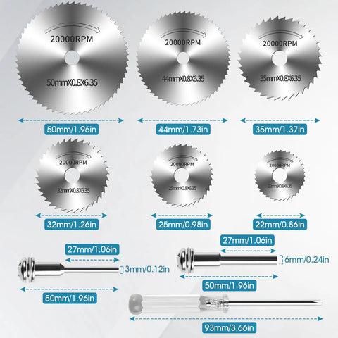 Heavy Duty 9 Piece Drill Cutting Wheel And Saw Bit Set For Rotary Tool With One Quarter Inch Hex Shank Built For Metal Wood And Plastic