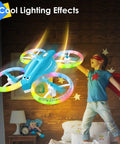 Indoor Kids Drone With LED Lights And 360 Flip Easy To Fly Mini RC Quadcopter in action with child in bedroom