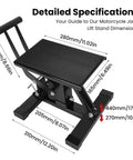 Beefy 400 Lb Motorcycle Jack Lift Stand With Adjustable Height Hydraulic Hoist Table dimensions, black aluminum structure