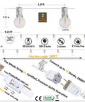 Diagram of 100 Feet Outdoor G40 Globe String Lights Waterproof IP44 Dope Patio Lighting With 53 Shatterproof Bulbs and plug details.