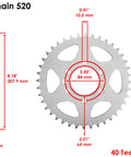 Black Drive Chain And Sprockets Kit For Kawasaki KFX400 KSF400A 2003 2004 2005 2006 Includes 14 Tooth Front Sprocket 40 Tooth Rear Sprocket Steel Chain With Master Link And Rivet Link 6000 Pound Tensile Strength Built Tough, 40-tooth sprocket dimensions