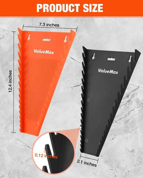Two Pack Magnetic Wrench Organizer Rack With Strong Magnetic Backing 32 Slot Wrench Holder For SAE And Metric Wrenches