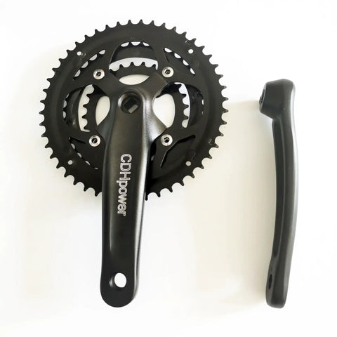 Triple Speed Aluminum Alloy Square Crankset 170mm 104 64 BCD 48 38 28T Chainring Set With Crankarms shown