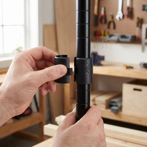 Attaching Heavy Duty Wire Shelf Lock Clips for 1.5 Inch Posts in garage, universal fit, easy snap in design