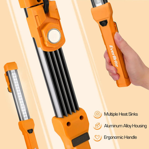 Lit 1000 Lumen LED Work Light With Rechargeable Design For Mechanics Dual Magnetic Bases And Hanging Hooks 4 Lighting Modes USB C Cable Perfect For Car Repair Home And Emergency Use