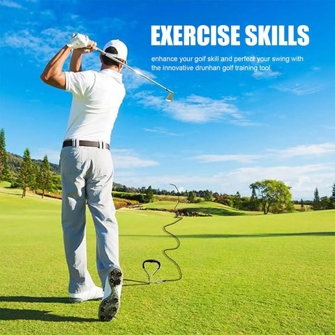 Golfer using Real Golf Ball Swing Trainer With Swing Correction Armband For Backyard And Driving Range on the green.