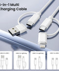 4 In 1 USB C Charger Cable With USB C To USB C And Lightning Adapters, 60W Fast Charging, 6.6Ft Universal Multi Charging Cord for Apple devices