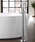 Freestanding Tub Filler Kit with Single Riser for Floor Joist Concrete Mounting includes Mounting Bracket Valve Manifold and Screws