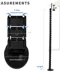 Clamp On Desk Cable Management Kit With Vertebrae System, No Drill And Adjustable Quad Entry Cord Organizer For Home Office, Black, dimensions shown