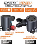 Ultra Compact 0.5L Scuba Tank Travel Ready With DOT Certification, shown with integrated breathing valve and safety features.