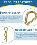 Close-up of hairpin design on 20 Pack 5mm X 100mm R Clips Hitch Pin Clips Colored Zinc Spring Steel Retaining Wire Hair Pins Cotter Pin Set.