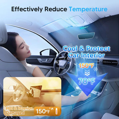 Custom Fit Windshield Sun Shade For Chevy Silverado And GMC Sierra 2007 To 2013 Foldable UV Blocker in car interior