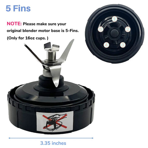 5 Fin Extractor Blade Replacement With Gasket For Nutri Blenders 700W Fits QB3000 QB3000SS QB3000SSW QB3001 QB3004 QB3005