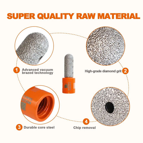 Front view of a diamond finger milling bit with orange threaded shank and gray diamond-coated tip