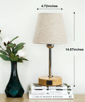Touch Table Lamps Set Of 2 With USB A And C Ports And 2-Prong Outlet 3-Way Dimmable Bedside Nightstand Lamps In Linen Fabric Shade