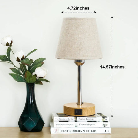Touch Table Lamps Set Of 2 With USB A And C Ports And 2-Prong Outlet 3-Way Dimmable Bedside Nightstand Lamps In Linen Fabric Shade