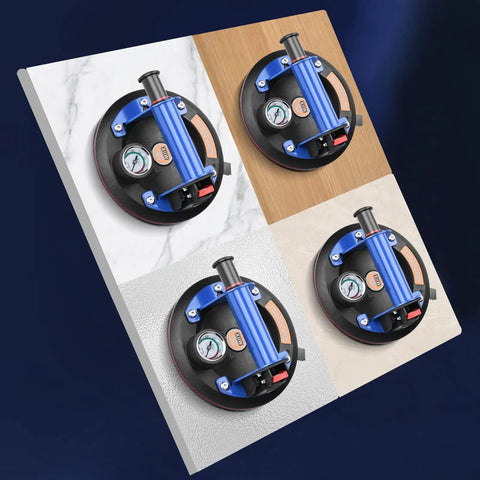 Heavy Duty Glass Lifting Suction Cups 2 Pack, 8 Inch Tile Vacuum Tool With Barometer Display on various surfaces
