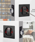 Pocket Door Privacy Lock 2 Pack With Flush Handles And Recessed Knob 2 3 8 Backset Fits 1 3 8 To 2 3 16 Door Thickness Left Or Right Handed Matte Black Square Edge Pull Included For Bed And Bath Privacy showing lock features and installation.