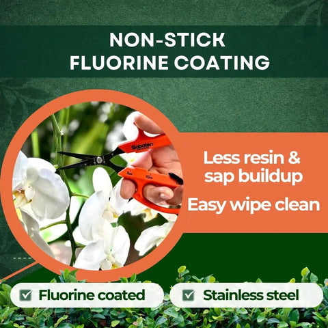 Workhorse 6.3 Inch Harvesting Shears With Magnetic Springless Action cutting orchid stem with fluorine-coated blade