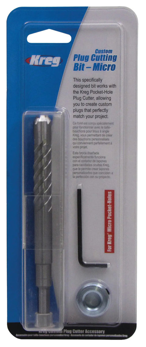 Packaged Workhorse Micro Plug Cutting Bit For Custom Pocket Hole Plugs with hex key and guide