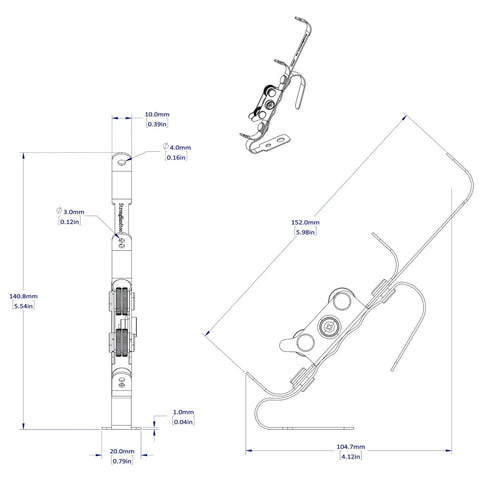 Technical drawing of Lightweight TIG Wire Feeder For Precise Welds, 7 Inch Tension Control with dimensions and components visible.
