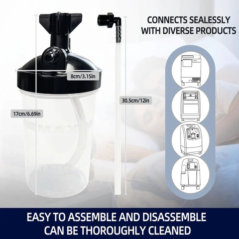 Three Pack Oxygen Humidifier Bottle With Twelve Inch Adapter Tubing Easy Install Grab And Go Lightweight Portable Safe Durable Plastic
