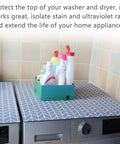 Top Washer And Dryer Cover Pad 25.6 By 23.6 Inches Non Slip Dust Proof Protector Mat with cleaning products on appliances