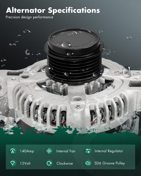 Beefed Up Camaro Alternator Replacement for 2012 to 2015 3.6L V6, 12V 140Amp High Output With Groove Pulley close-up view