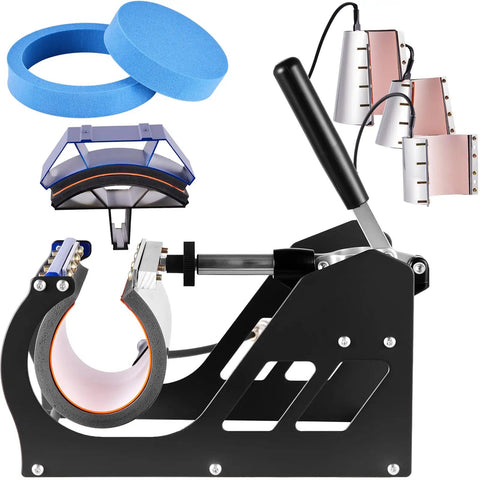 All In One 12 By 15 Inch Heat Press For DIY T Shirts Mugs Caps 360 Degree Swing Away With Dual Tube Heating Digital Control 8 In 1 Sublimation Press Blue parts layout