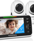 Super Crisp 5 Inch No WiFi Baby Monitor Featuring Dual Pan Tilt Zoom Lenses And Rock Solid Two Way Audio Uses Secure Private Link For Zero Hassle Setup And Smooth Nighttime Coverage Daily with 5" LCD screen and two cameras.