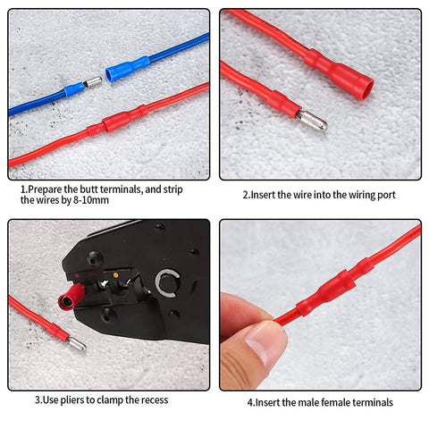 Installation steps for 100 Piece Bullet Connectors Kit Insulated Female And Male Terminals For Electrical Marine And Automotive Use