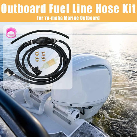 Marine Outboard Fuel Line Kit with 5/16 Inch 10 Foot Hose Primer Bulb Quick Connectors Four Clamps and Fuel Filter for Boat