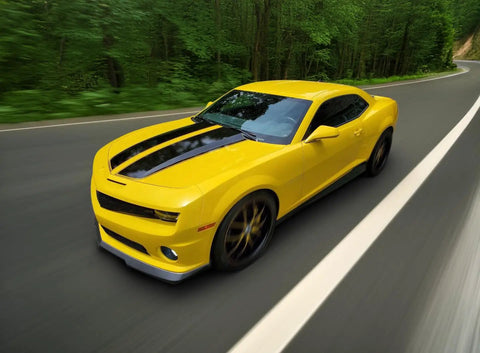 Chevrolet Camaro with Front Bumper Lip For 2010-2013 Chevrolet Camaro V6 SS Style Unpainted Black PU on a road