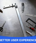 Manual Rebar And Wire Bender For Steel Construction Desktop Workbench Bending Tool with metal tools on a workbench
