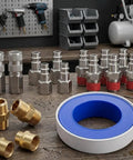Super Quick Connect Air Coupler Kit For Compressor Tools With Premium Brass And Steel Pneumatic Fitting Set In 1/4 Inch NPT Size For Garage Auto Shop Use To Maximize Workflow Efficiency Today, assorted fittings on workbench