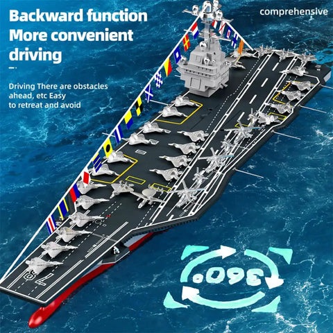 RC Aircraft Carrier Warship Toy With 2.4GHz Dual Motor Power And High Speed Remote Control LED Lights Waterproof Hull LHD 883 top view