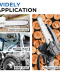 Multiple chain applications with 2 In 1 Chainsaw Chain Breaker And Rivet Spinner Tool, chainsaw, oil saw, roller, and bicycle chains.