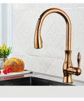 GAZOGJ Black Kitchen Faucet Pull Down Sink Mixer Tap 360°Rotation Single Lever Water Crane in Rose Gold finish.