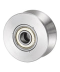 Stainless Steel 2 Pack 1.89 Inch V Groove Track Casters With Double Bearing Rollers built for smooth sliding gates, showing a single roller.