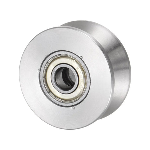 Stainless Steel 2 Pack 1.89 Inch V Groove Track Casters With Double Bearing Rollers built for smooth sliding gates, showing a single roller.