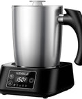 5 In 1 Milk Frother And Steamer With Adjustable Temperature 17 Oz Detachable Frother For Hot And Cold Foam, stainless steel base
