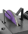 Heavy Duty Bench Mount Lawn Mower Blade Sharpener view showing the seven inch ceramic grinding wheel for precision sharpening.