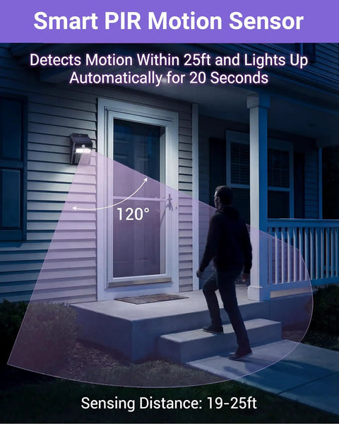 Solar Powered Bug Zapper Outdoor 2 In 1 Waterproof Cordless Mosquito Killer Lamp With UV Light And Motion Sensor Light installed on house exterior