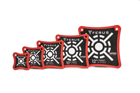 AR500 Steel Target 3 Eighths Inch Plate For Handgun And Rifle 9mm 223 308 shown in various sizes for plinking and precision training